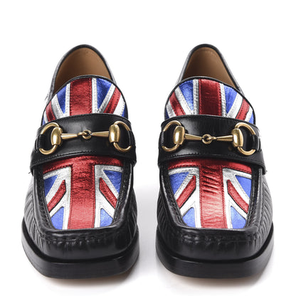 Gucci Lambskin Union Jack Horsebit Loafer Pumps 35.5 Black 2 of 10