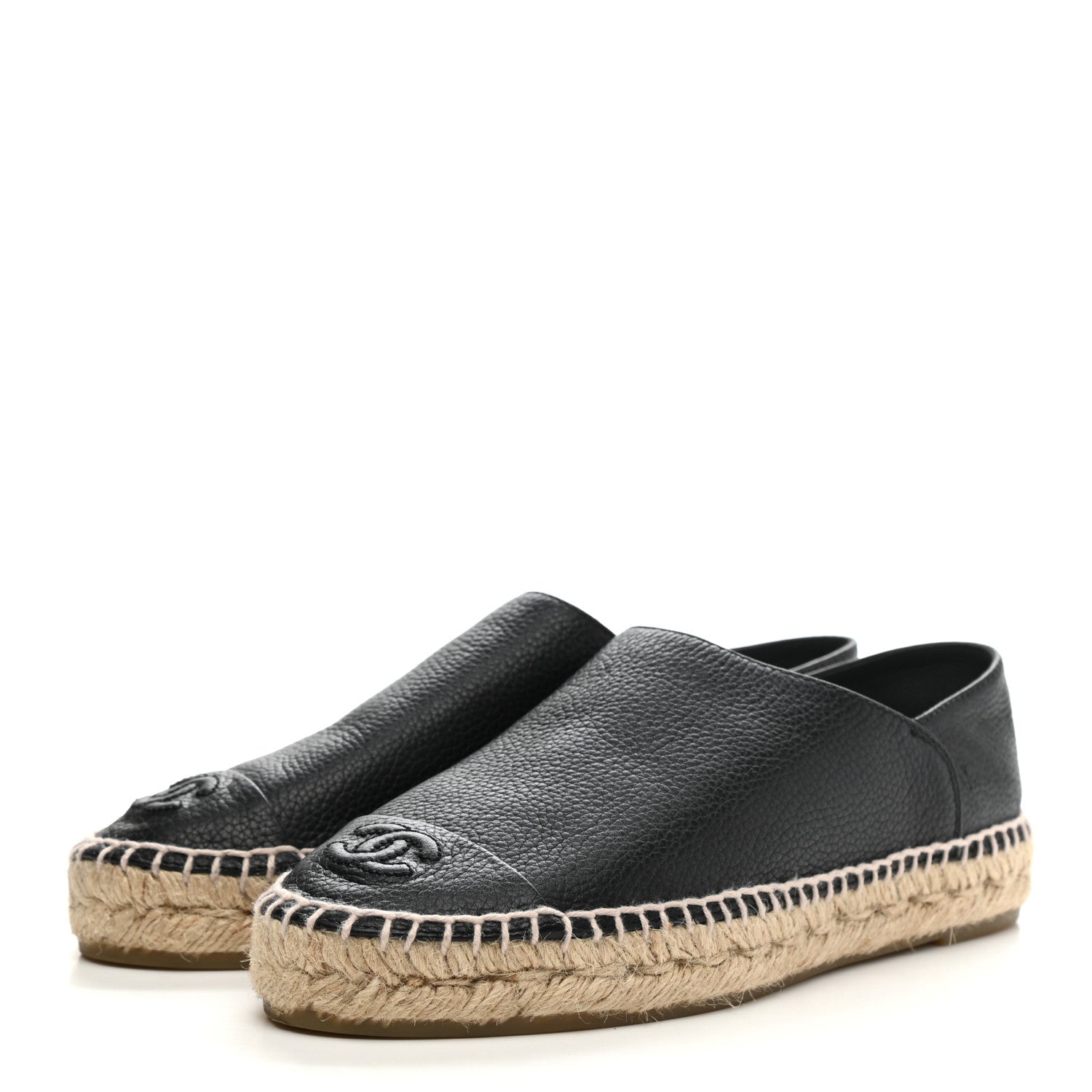 Chanel Grained Calfskin CC Espadrilles 36 Black 3 of 8