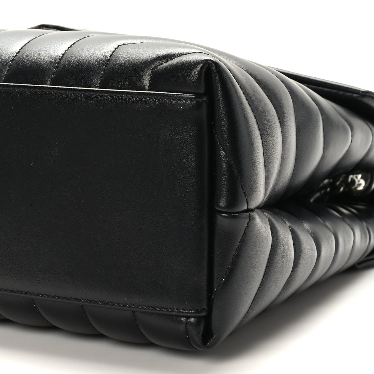 Calfskin Y Quilted Monogram Medium Loulou Chain Satchel Black