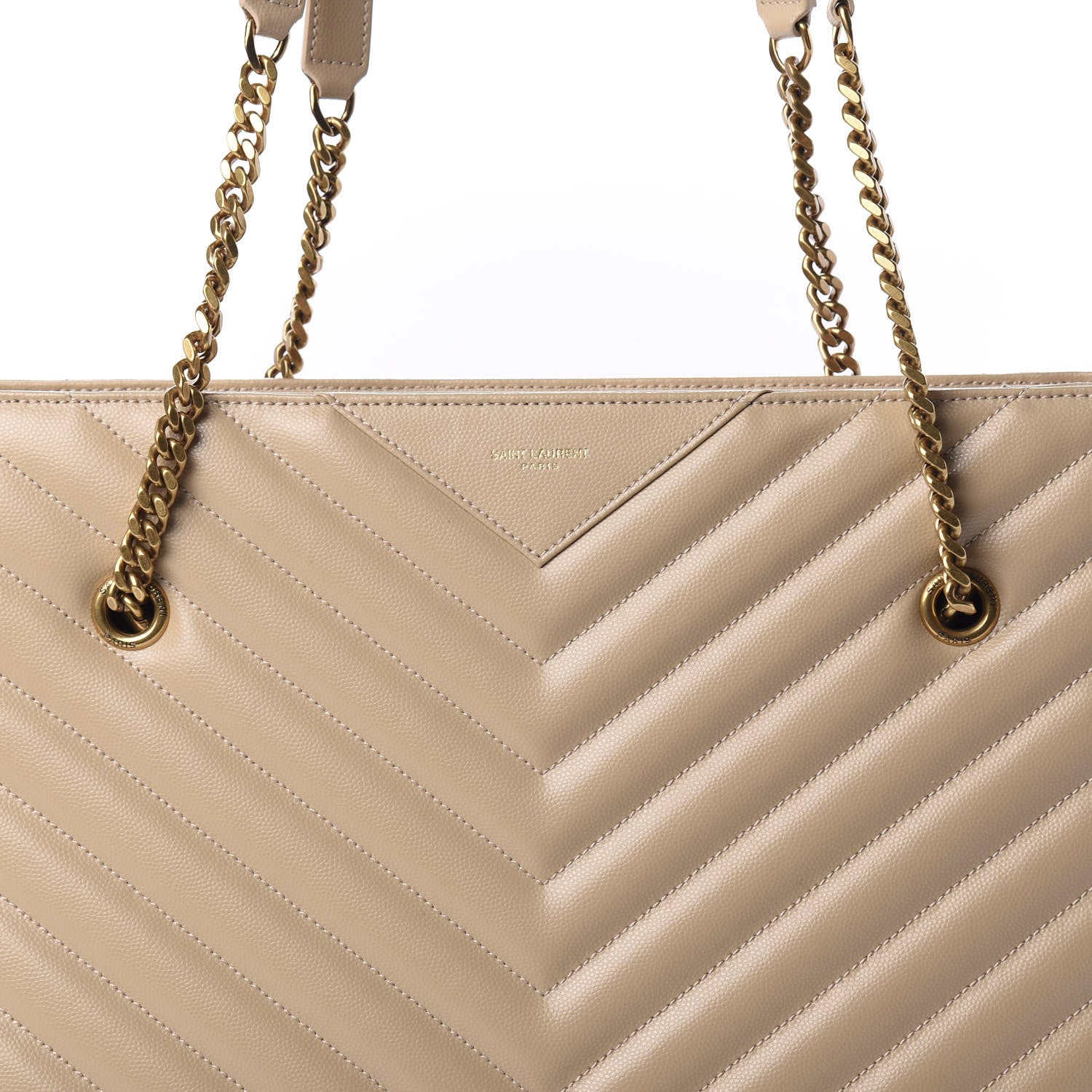 Saint Laurent Grain De Poudre Matelasse Chevron Medium Tribeca Shopping Bag Nude Powder 9 of 9