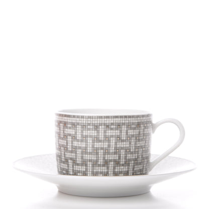Hermes Porcelain Mosaique Au 24 Gold Platine Tea Cup and Saucer Set of 2 4 of 13