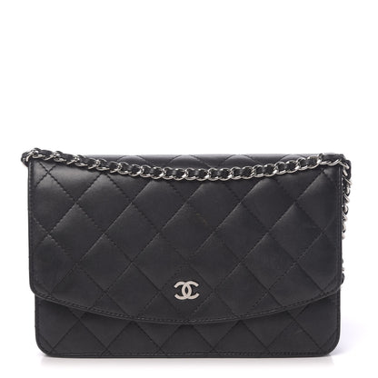 Chanel Lambskin Quilted Wallet On Chain WOC Black 1 of 12