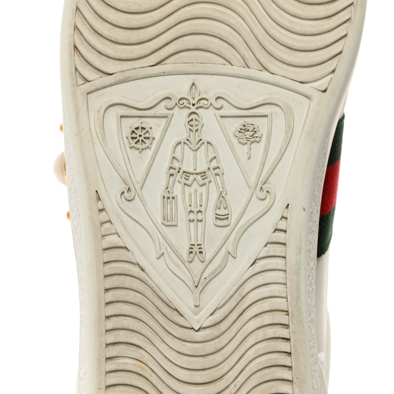 Gucci Calfskin Web Pearl Studded Womens Ace Sneakers 37.5 White 8 of 11