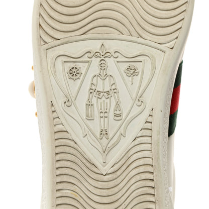 Gucci Calfskin Web Pearl Studded Womens Ace Sneakers 37.5 White 8 of 11