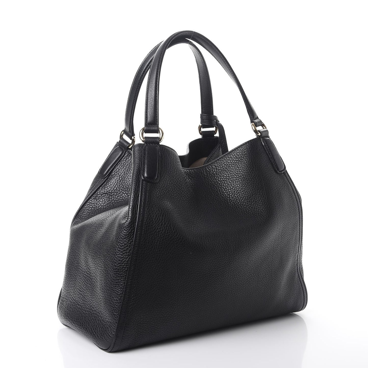 Pebbled Calfskin Medium Soho Shoulder Bag Black