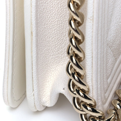 Chanel Caviar Quilted Boy Wallet On Chain WOC White 6 of 8