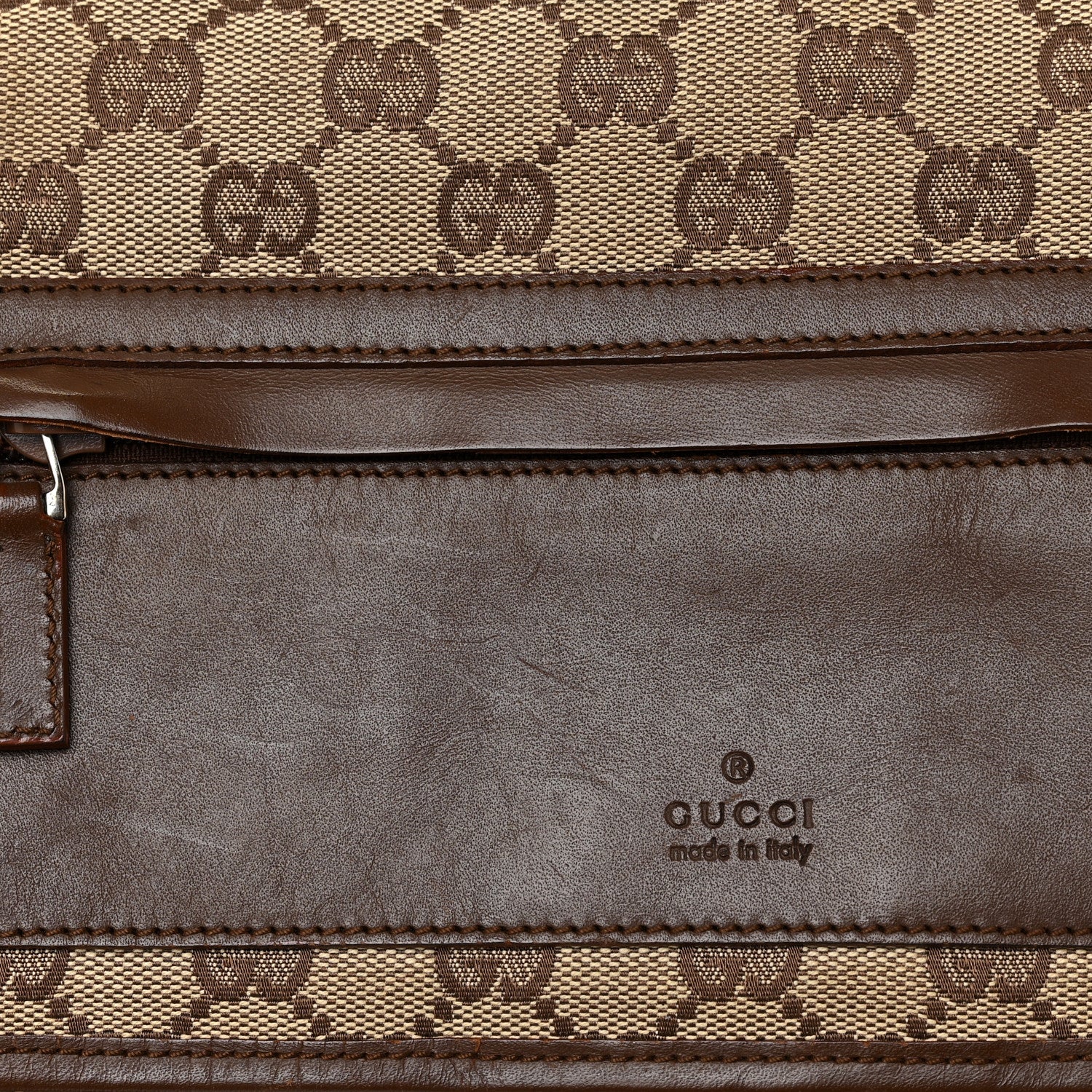 Gucci Monogram Flap Pocket Messenger Bag Beige Dark Brown 20 of 31
