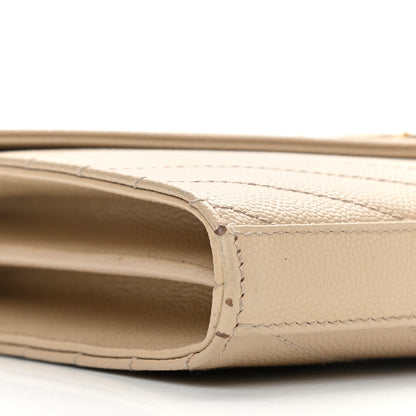 Saint Laurent Grain De Poudre Matelasse Chevron Monogram Chain Wallet Nude Powder 9 of 11