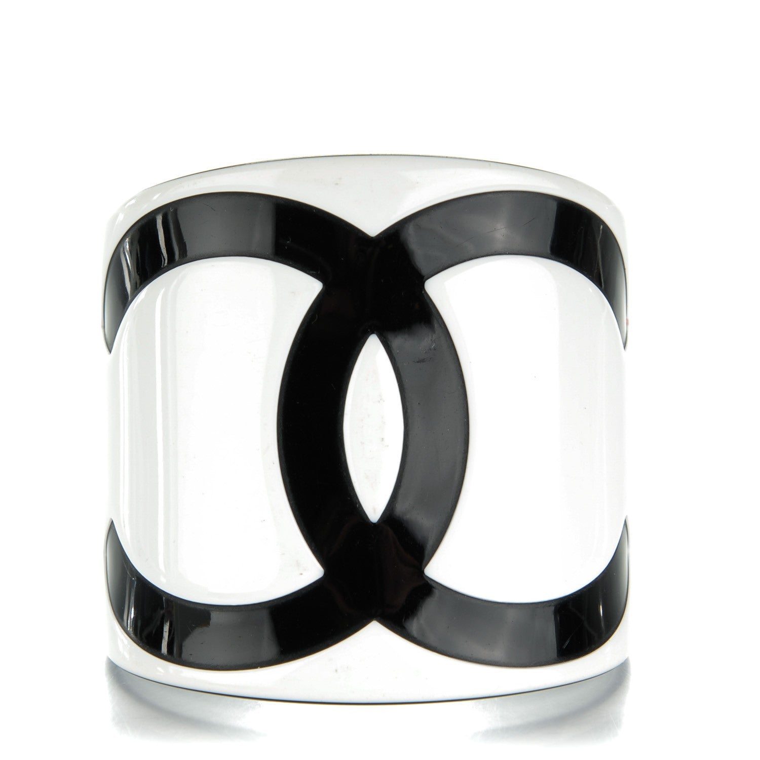 Chanel Resin CC Cuff White Black 1 of 4