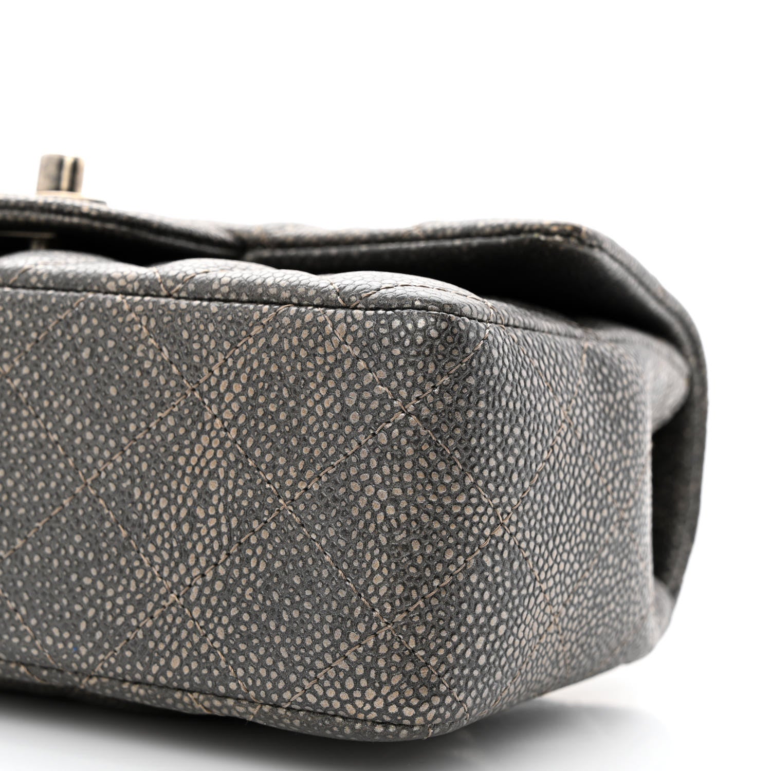 Chanel Metallic Caviar Quilted Mini Rectangular Flap Dark Silver 10 of 10