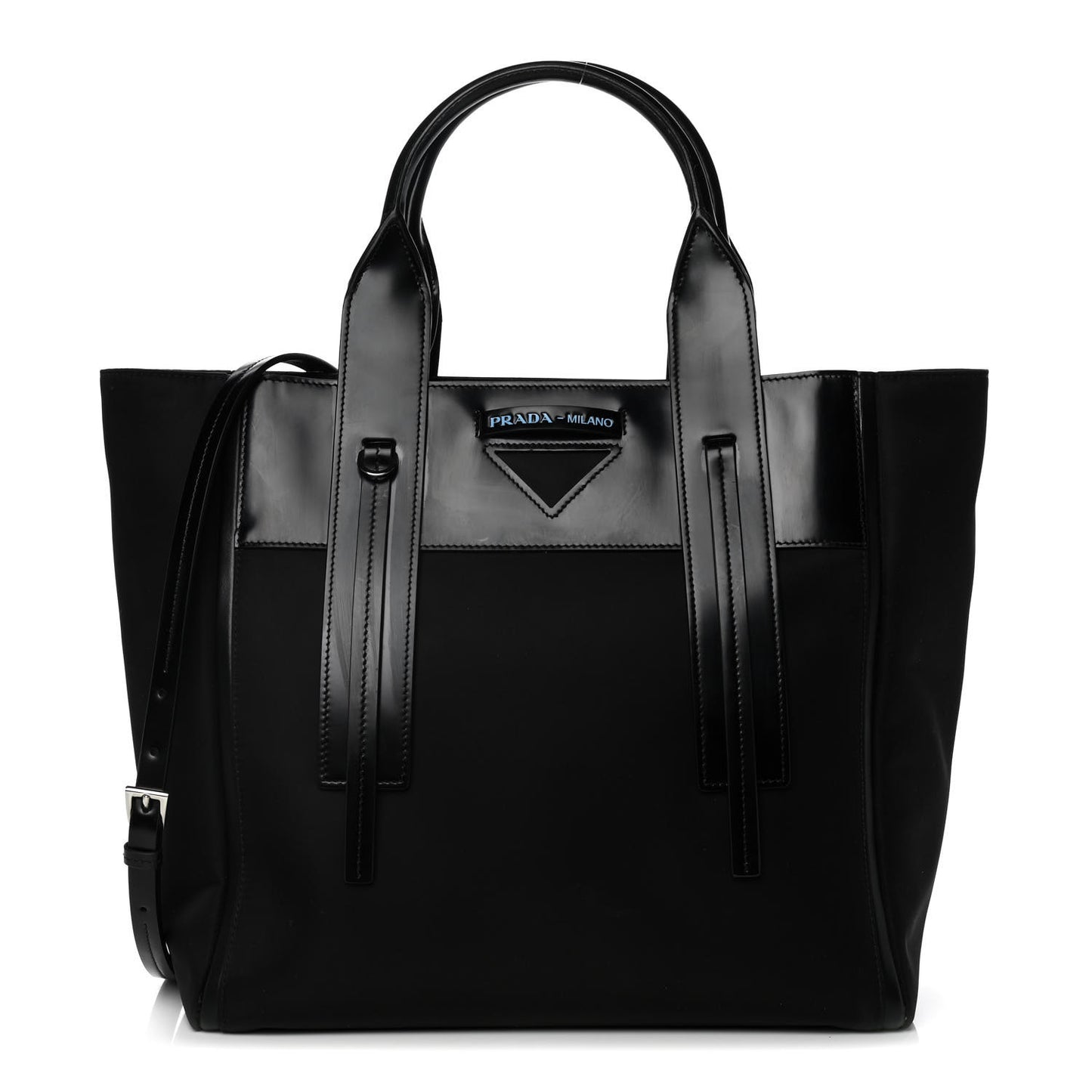 Tessuto Nylon Spazzolato Small Ouverture Top Handle Bag Black
