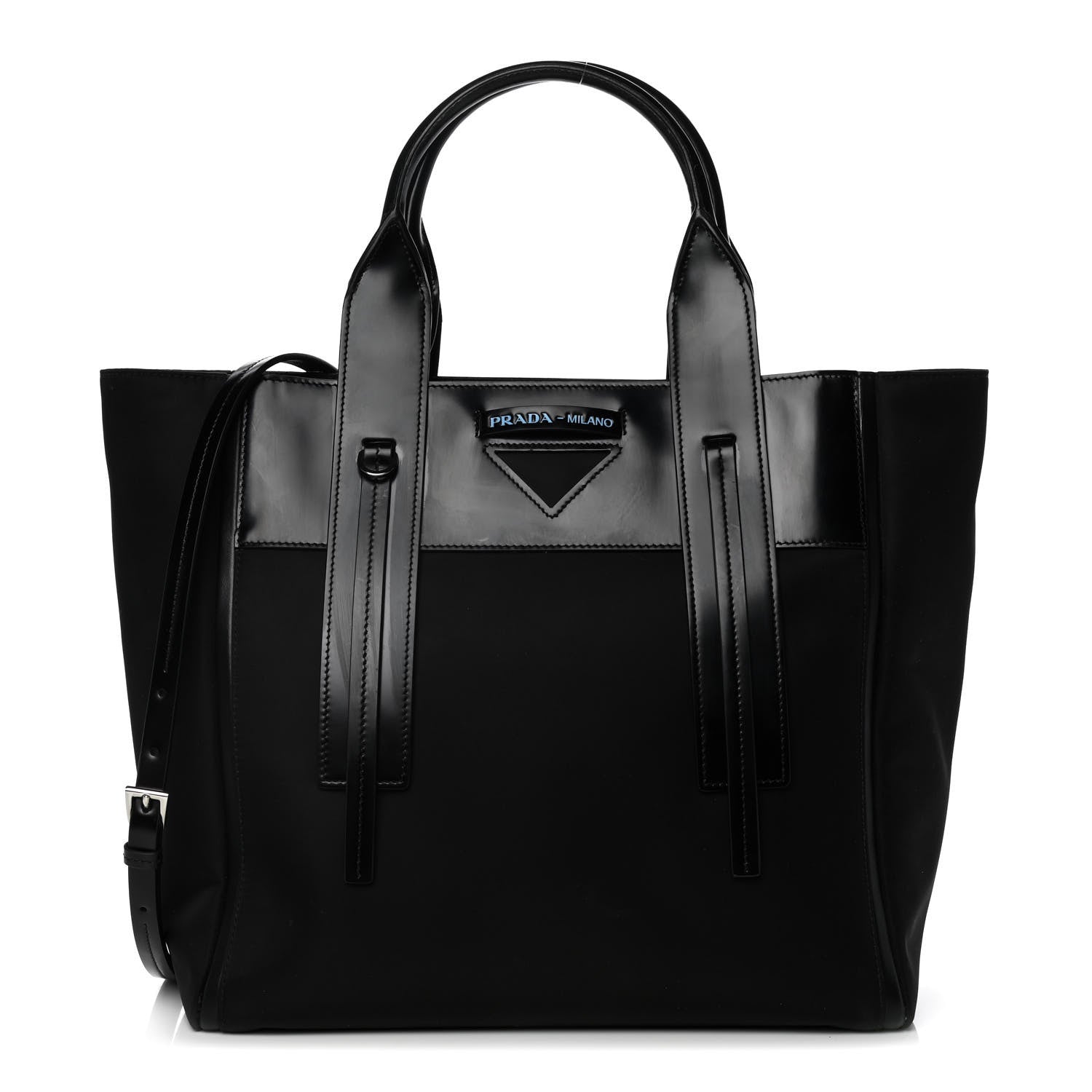 Prada Tessuto Nylon Spazzolato Small Ouverture Top Handle Bag Black 1 of 11