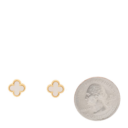 Van Cleef & Arpels 18K Yellow Gold Mother of Pearl Sweet Alhambra Earrings 2 of 5