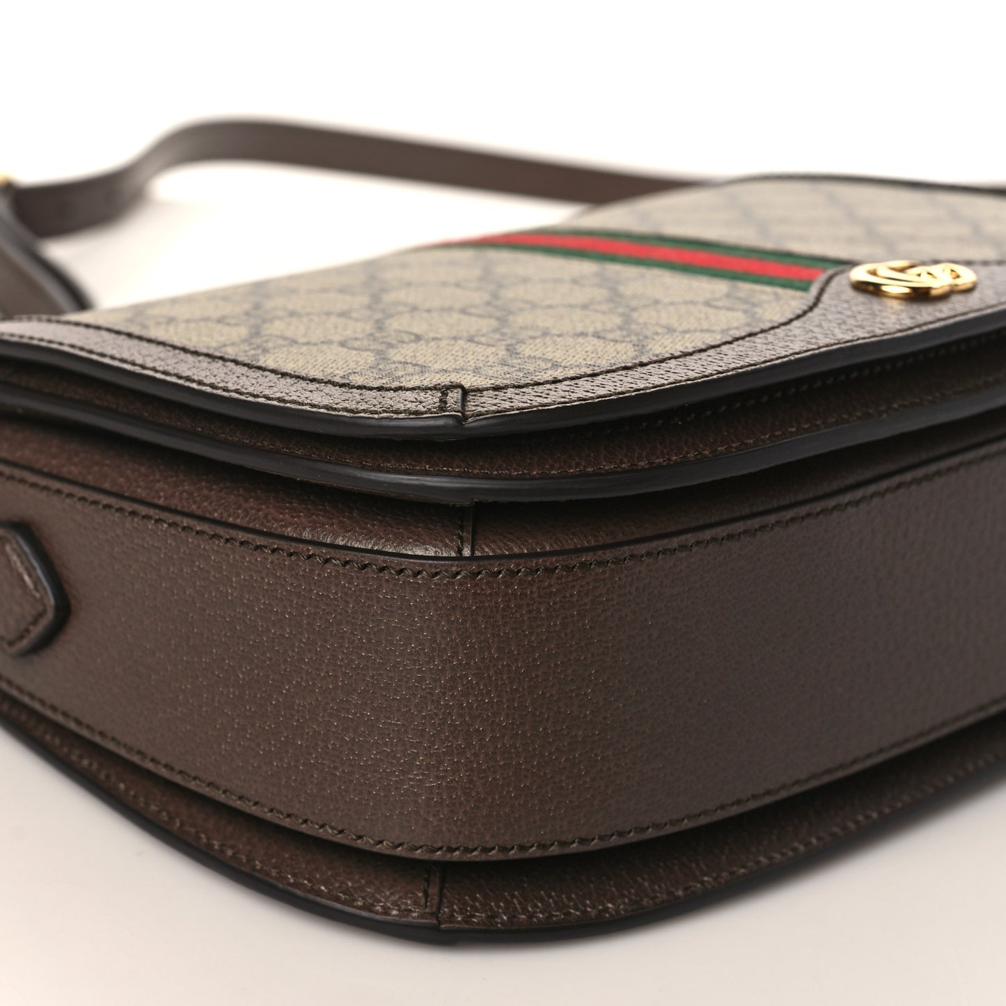 GG Supreme Monogram Web Small Ophidia Flap Messenger Bag Brown