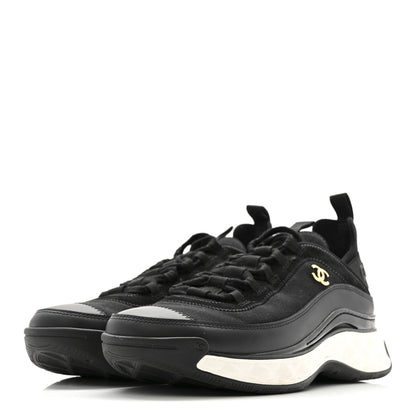 Chanel Velvet Calfskin Mixed Fibers CC Sneakers 39.5 Black 4 of 10