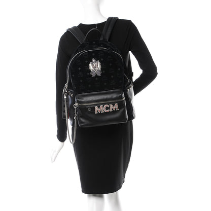 MCM Velvet Monogram Medium Stark Insignia Backpack Black 2 of 11