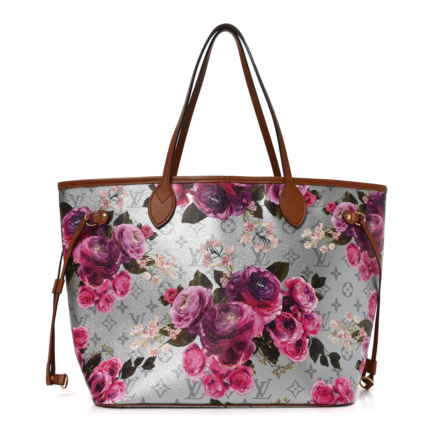 Louis Vuitton Metallic Monogram LV Garden Neverfull MM Silver 1 of 10