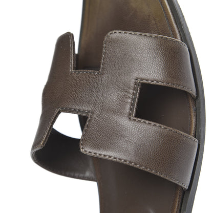 Hermes Goatskin Oran Sandals 38 Gris Galet 11 of 12