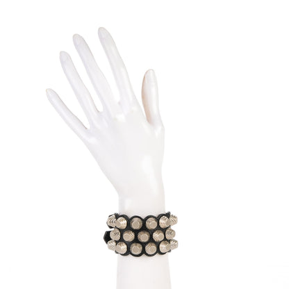 Balenciaga Agneau Arena Three Row Giant Silver Hardware M Bracelet Black 2 of 5