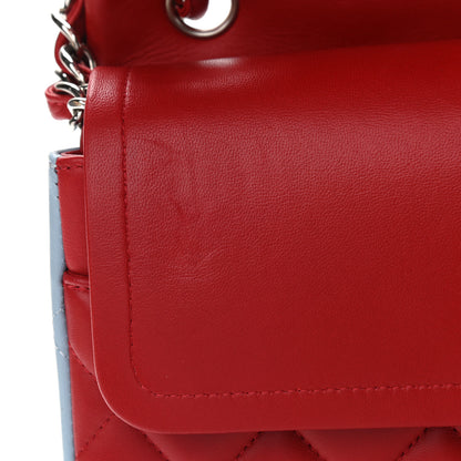 Chanel Lambskin Quilted Jumbo Tri-Color Double Flap Navy Blue Red 11 of 14