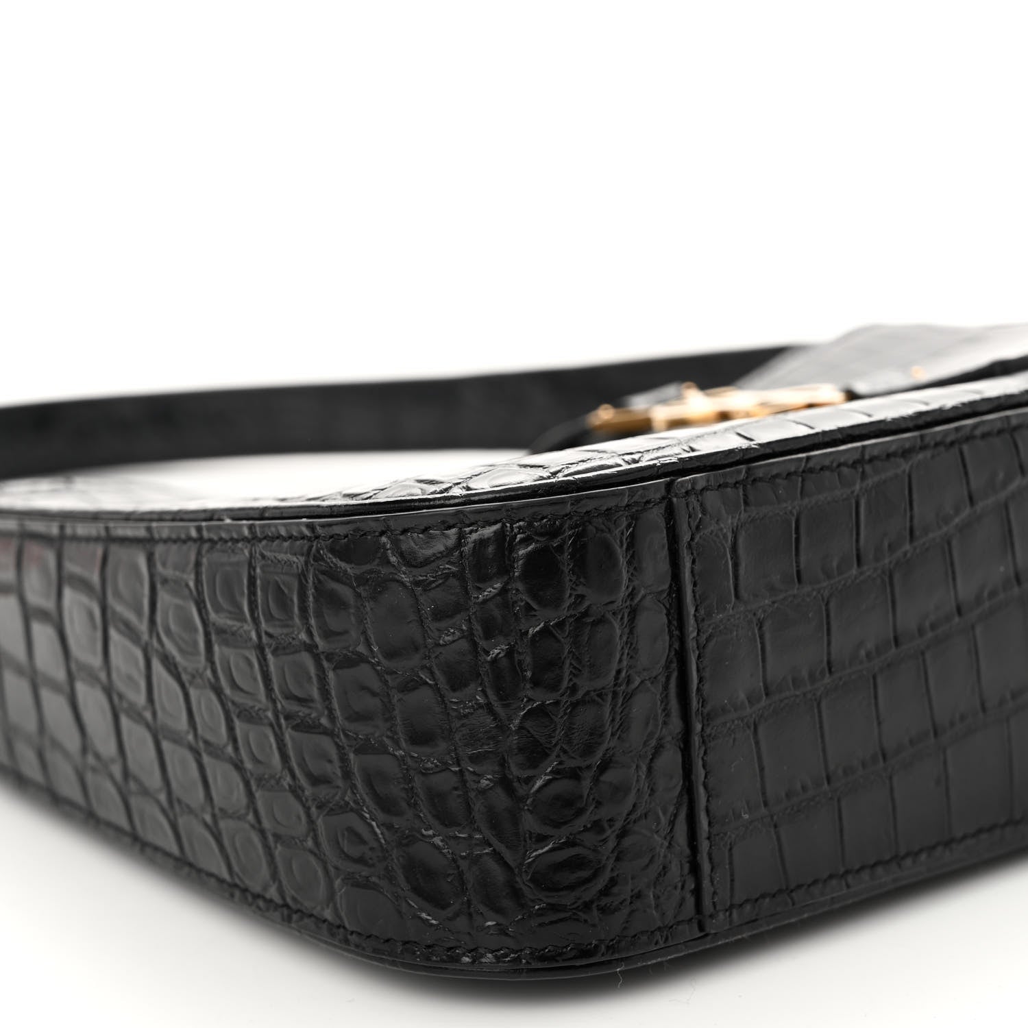 Saint Laurent Calfskin Crocodile Embossed LE 5 A 7 Hobo Black 8 of 9
