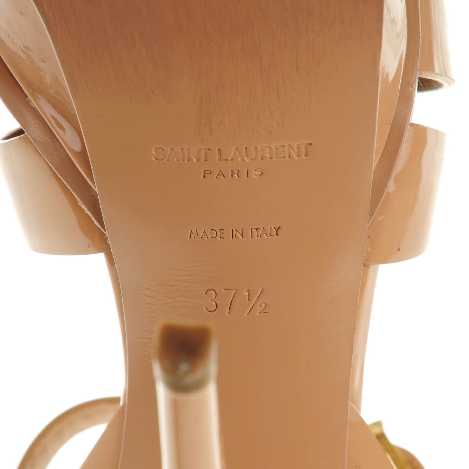Saint Laurent Patent Tribute 105 Platform Sandals 37.5 Nude 7 of 9