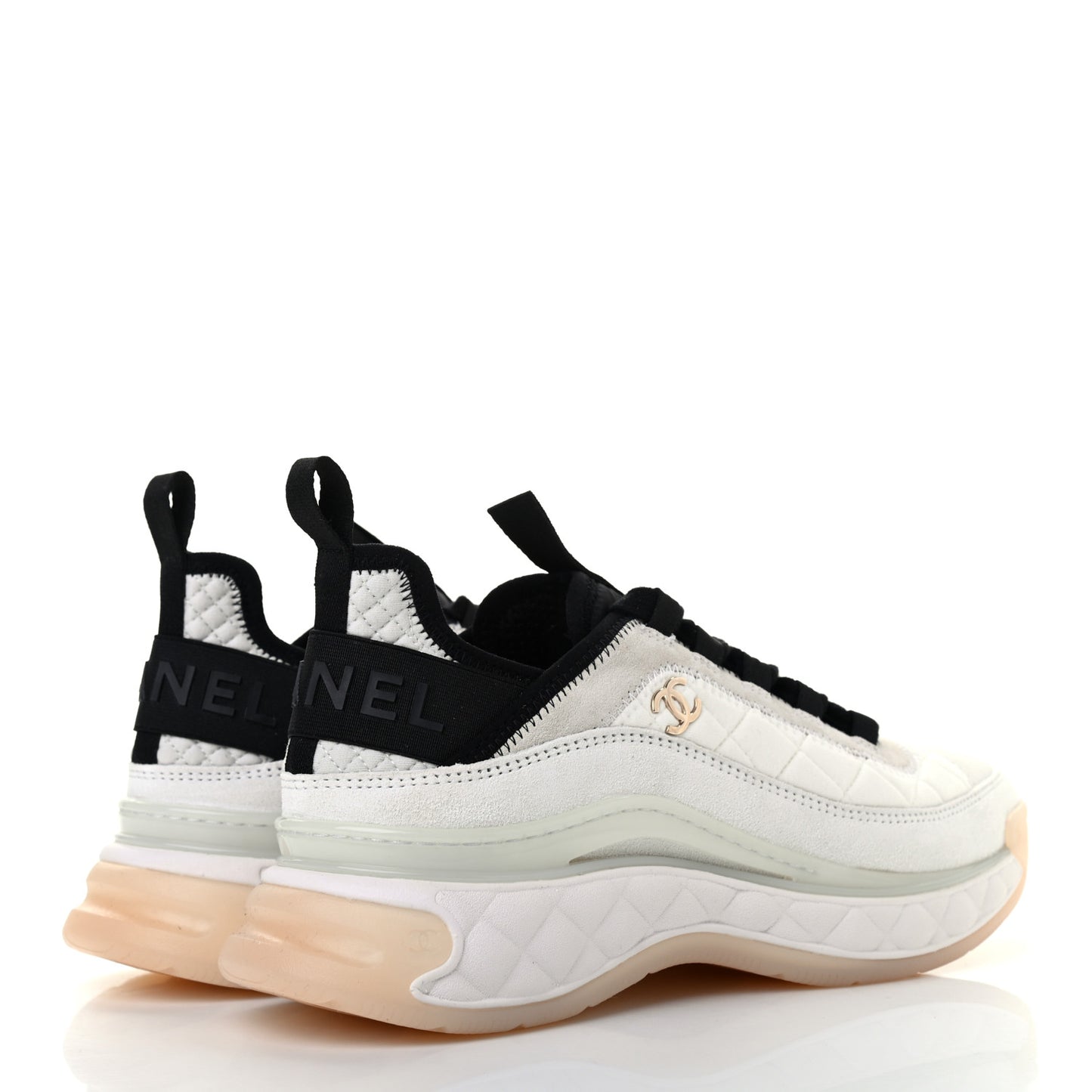Velvet Calfskin Mixed Fibers CC Sneakers 39 Ivory Black