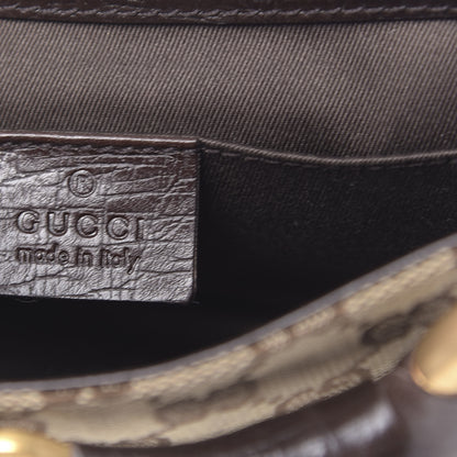 Gucci Monogram Horsebit Clutch Dark Brown 6 of 10