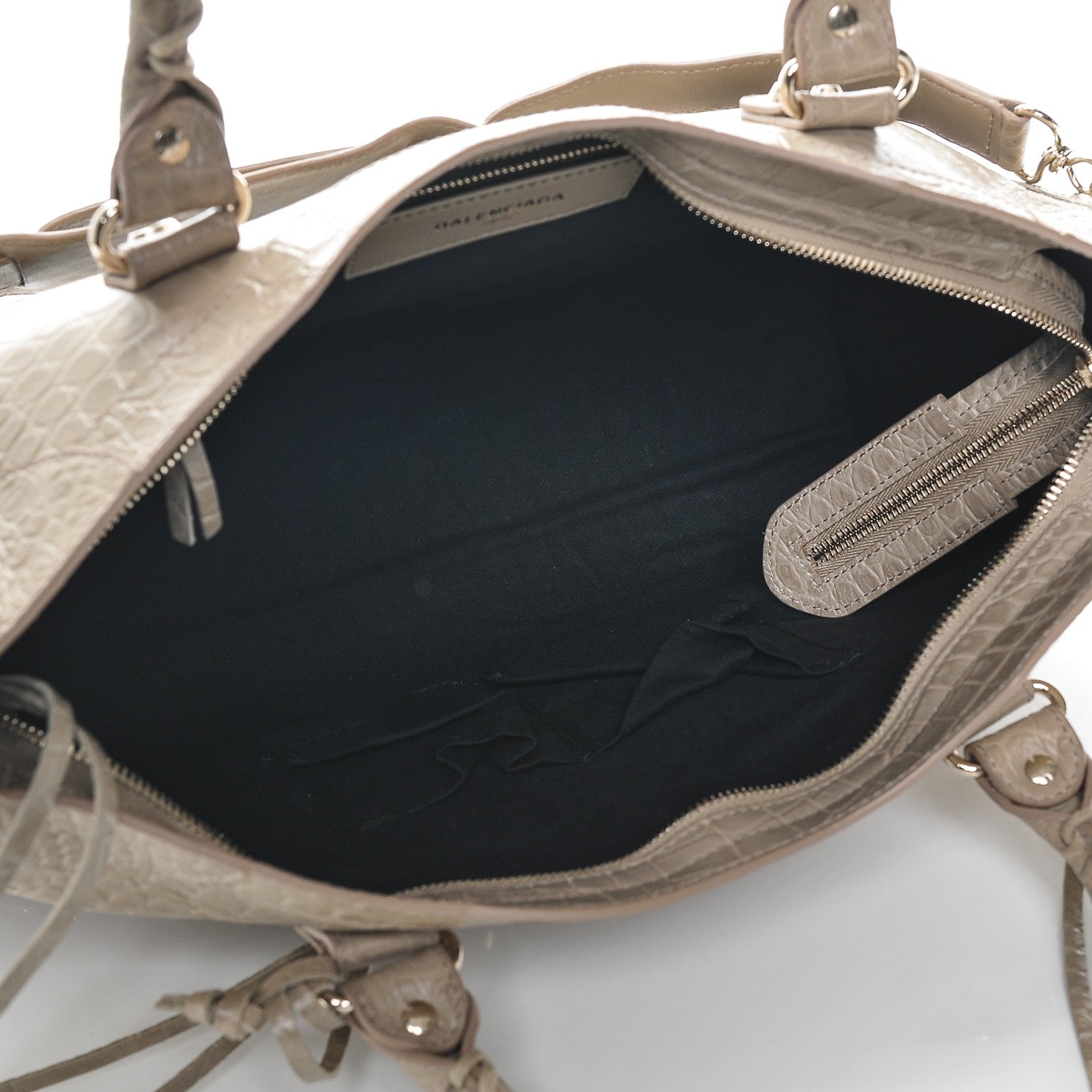 Balenciaga Calfskin Crocodile Embossed Classic Gold Hardware City Beige Latte 5 of 7