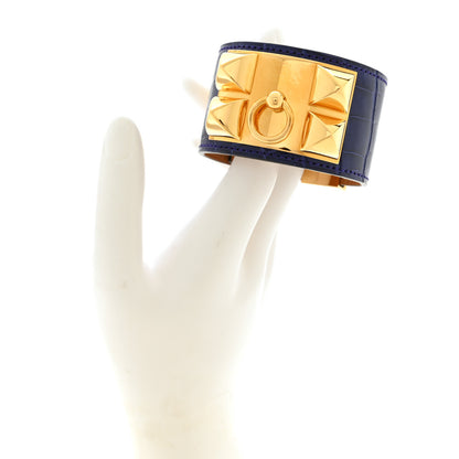 Hermes Shiny Alligator Collier De Chien CDC Bracelet S Bleu Encre 2 of 5