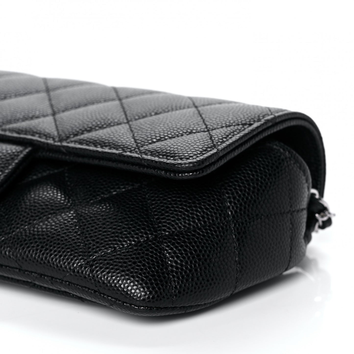 Caviar Quilted Glasses Case With Chain Black
