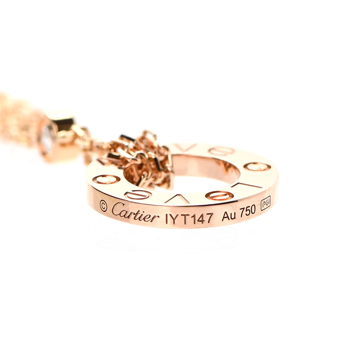 18K Pink Gold 2 Diamond LOVE Necklace