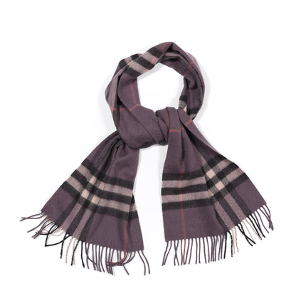 Burberry Cashmere Giant Check Fringe Scarf Purple 1 of 4