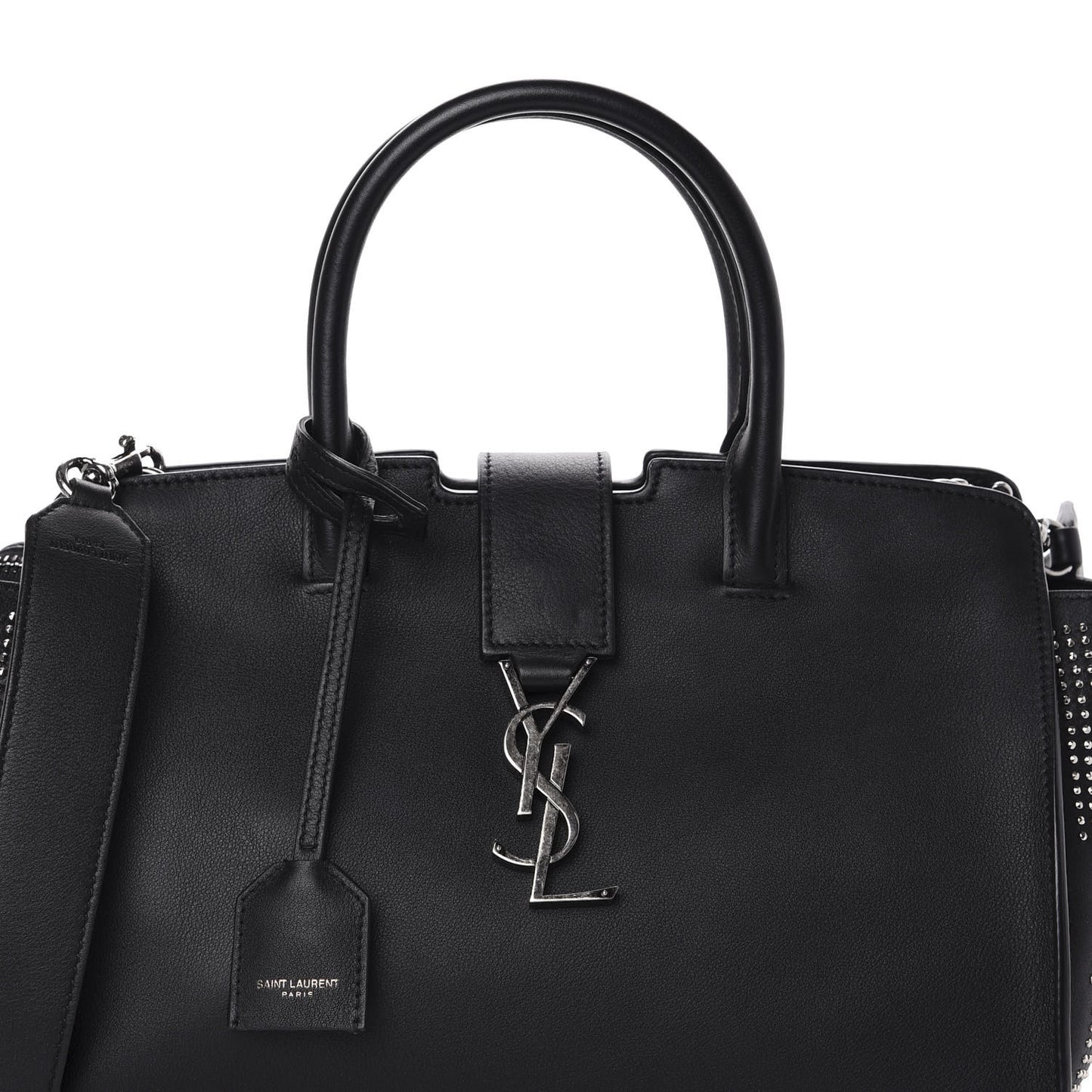 Smooth Calfskin Studded Baby Monogram Downtown Cabas Black