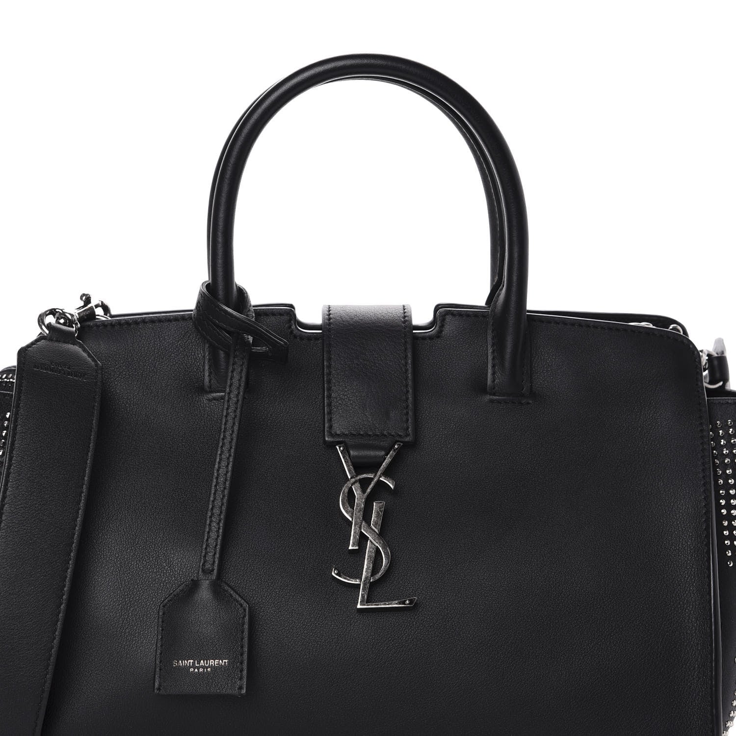 Saint Laurent Smooth Calfskin Studded Baby Monogram Downtown Cabas Black 11 of 11