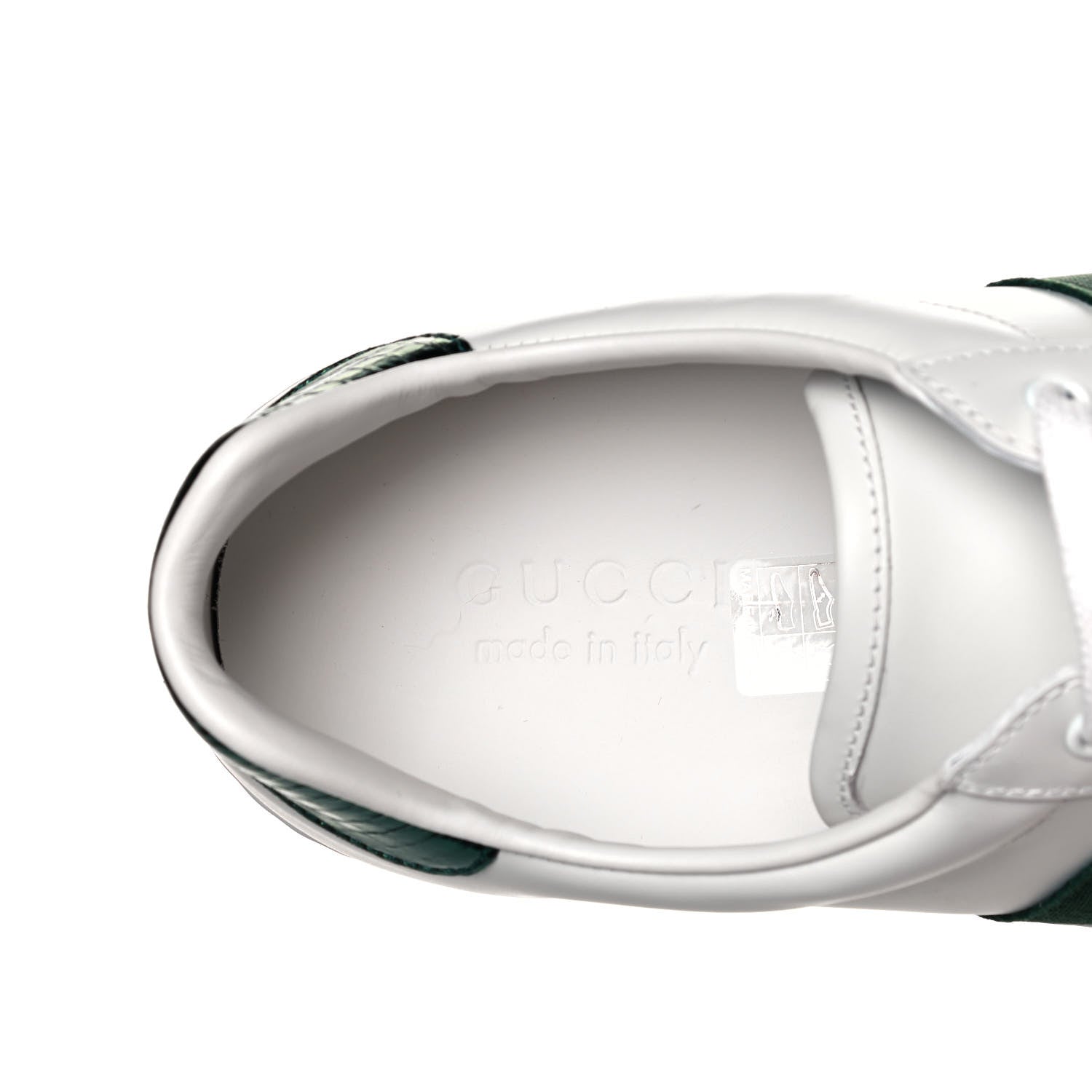Gucci Miro Soft Calfskin Laminated Ayers Web Bee Embroidered Mens Ace Sneakers 8 White Red Flame Green 7 of 8