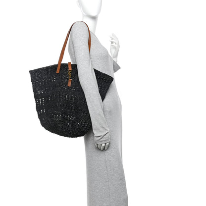 Saint Laurent Raffia Calfskin Medium Panier Tote Black 2 of 12