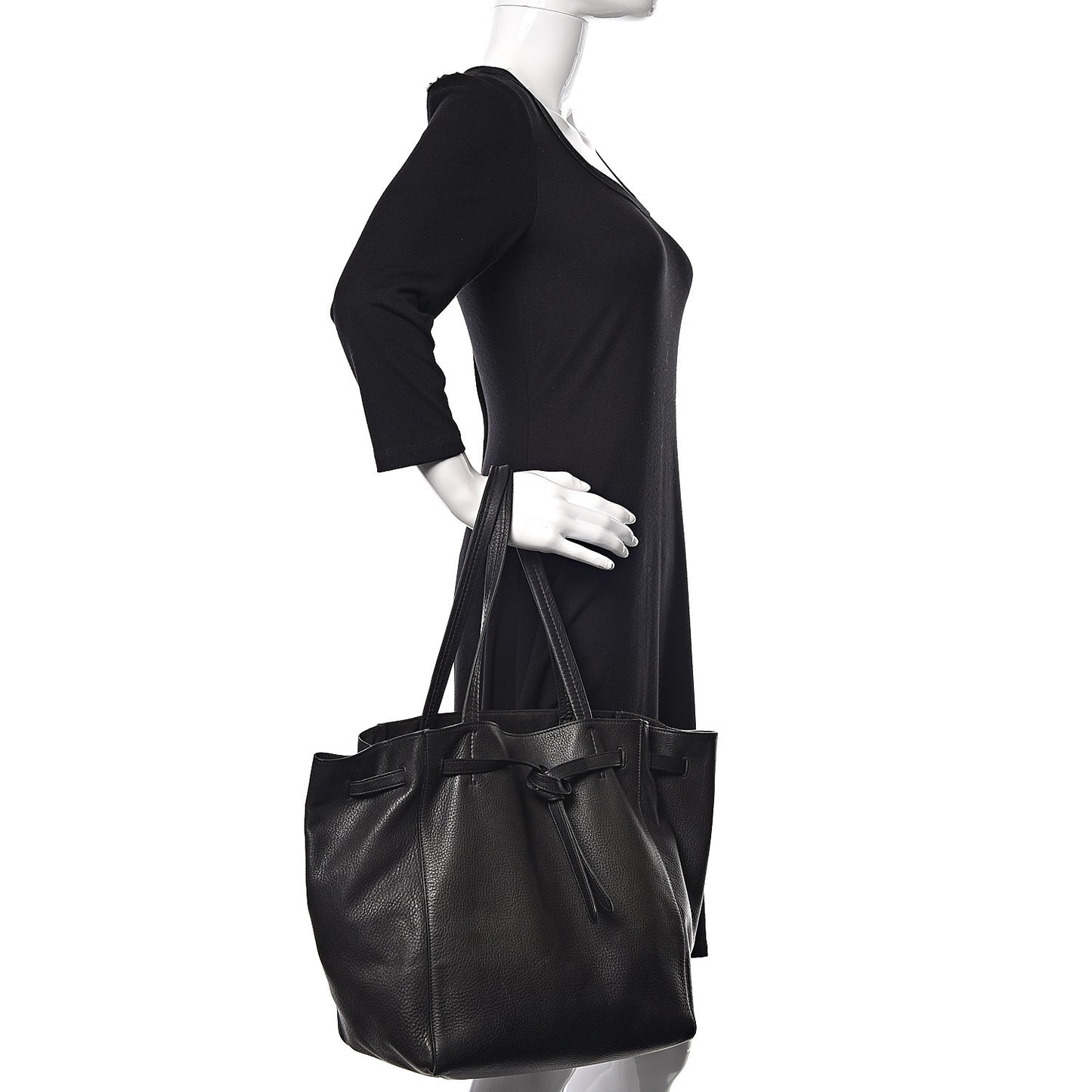 Soft Grained Calfskin Small Belt Cabas Phantom Black