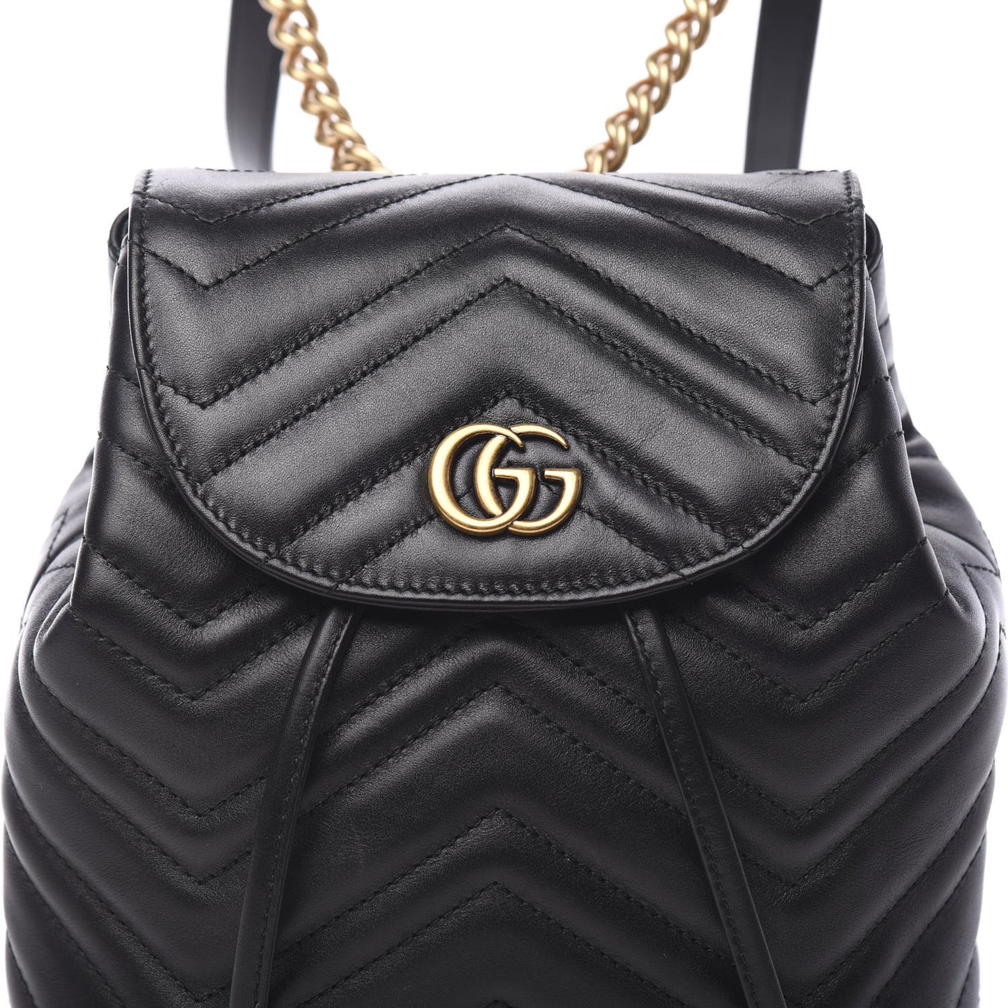 Calfskin Matelasse GG Marmont Flap Backpack Black