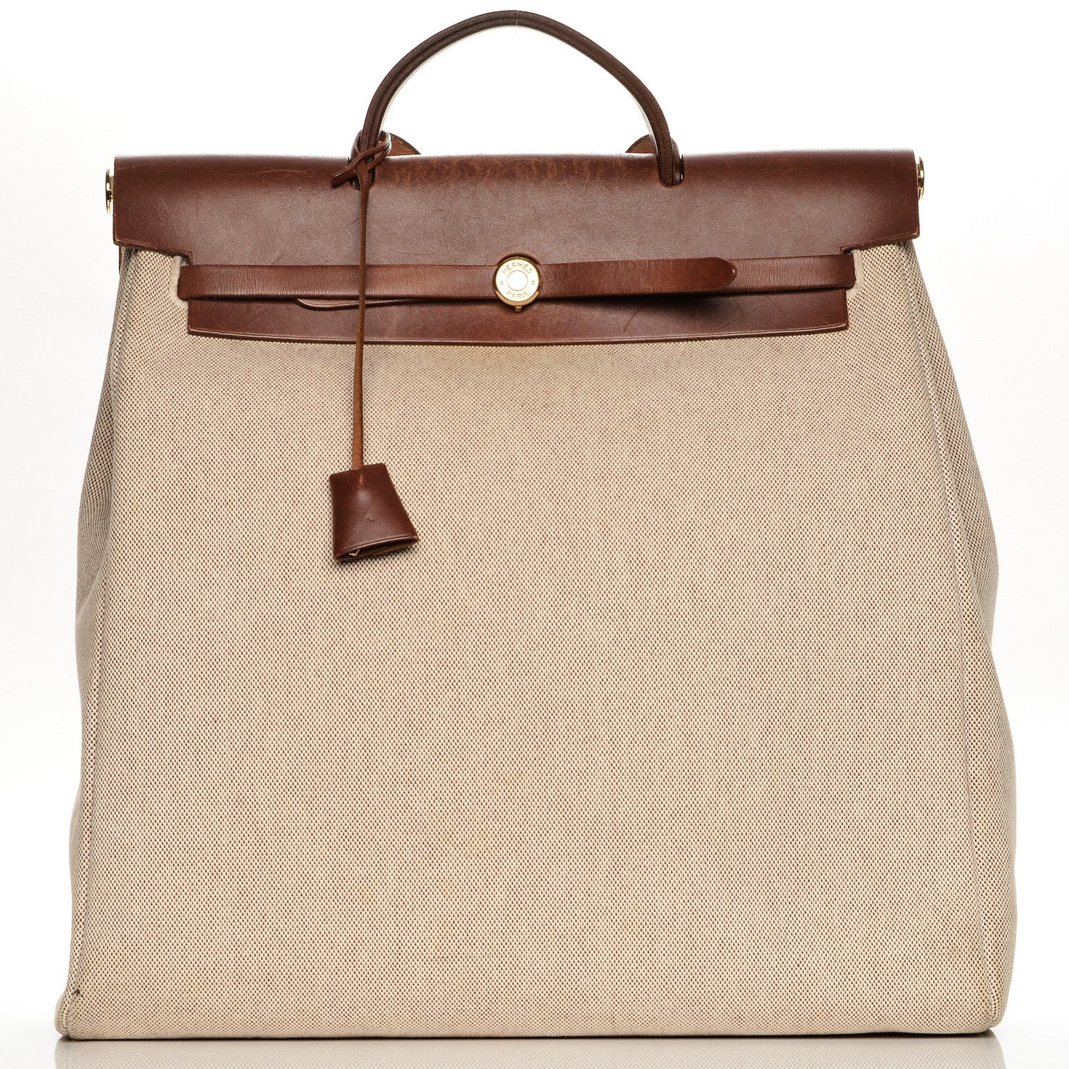 Hermes Toile Calfskin Herbag 39 GM Natural 1 of 9