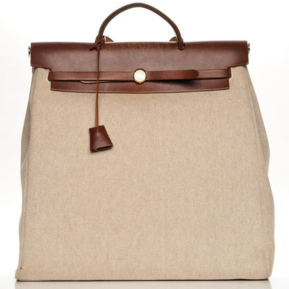 Hermes Toile Calfskin Herbag 39 GM Natural 1 of 9