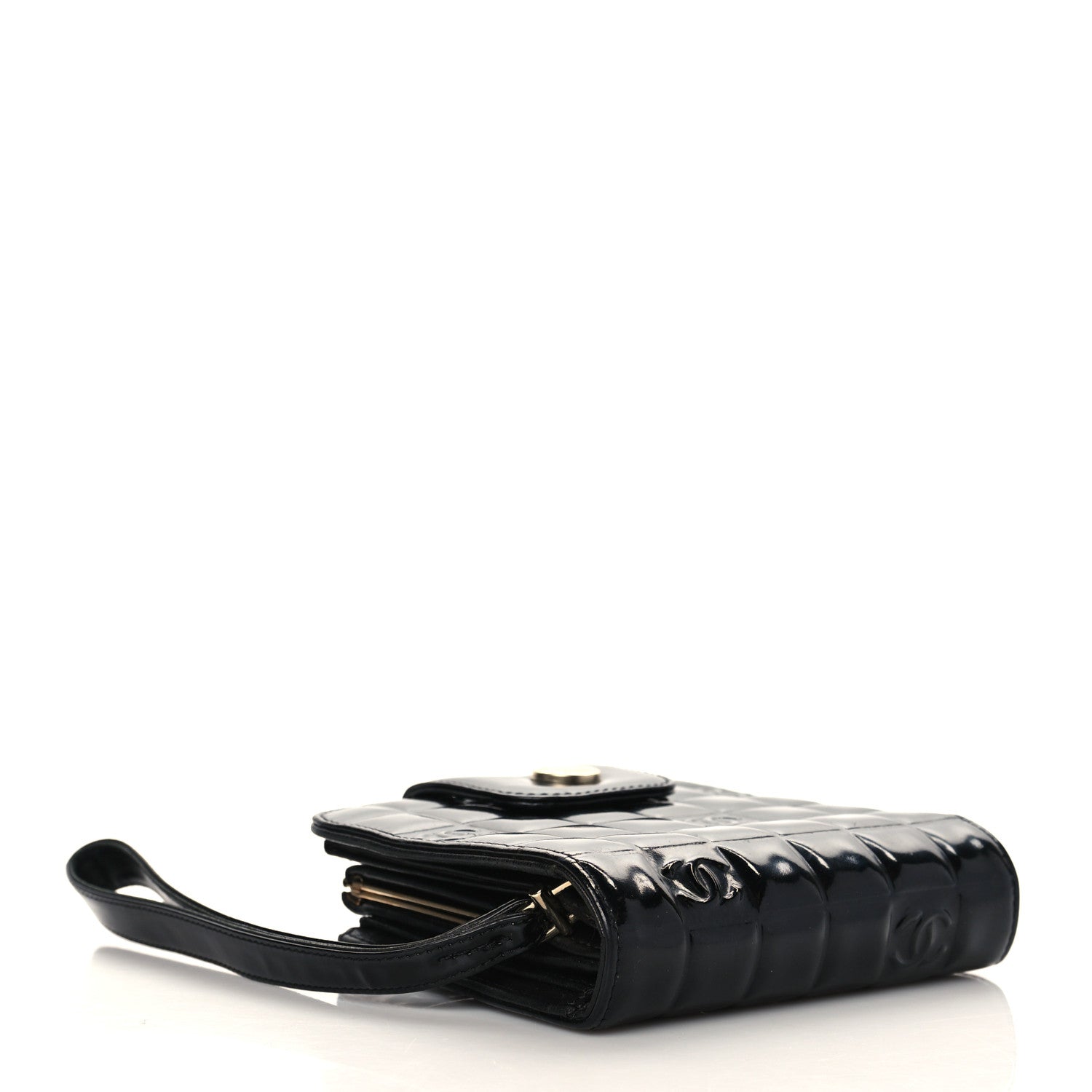 Chanel Patent Square Quilted CC Wristlet Wallet Black 4 of 6