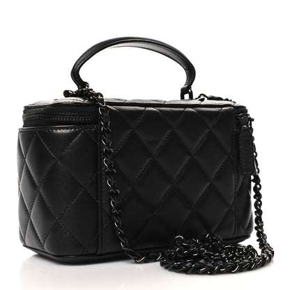 Chanel Lambskin Quilted Small Top Handle Vanity Case With Chain So Black 3 of 13
