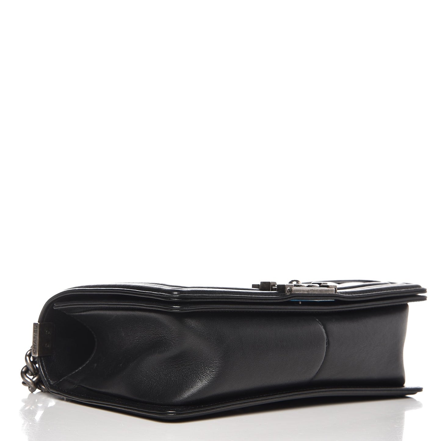 Calfskin Chevron Quilted Medium Boy Flap Black