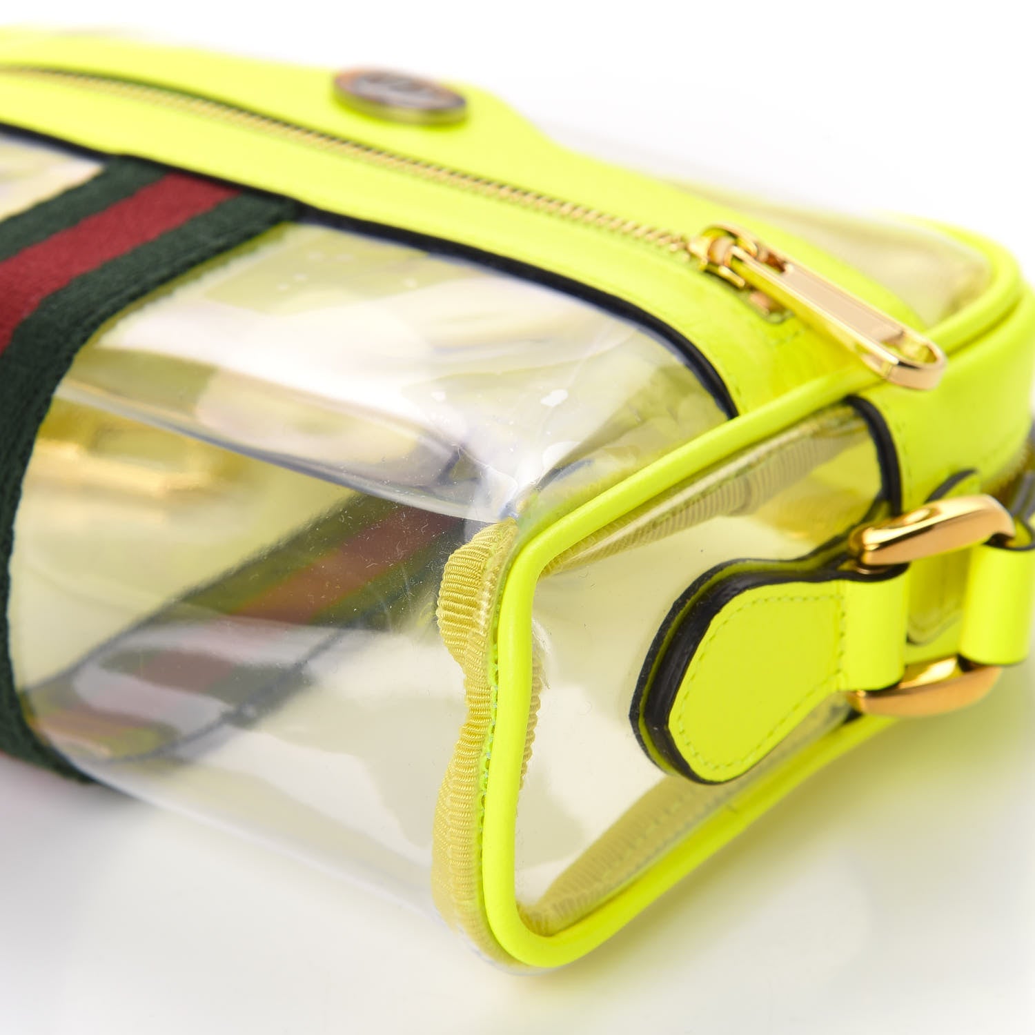 Gucci Vinyl Web Mini Ophidia Transparent Shoulder Bag Yellow Fluo 7 of 9