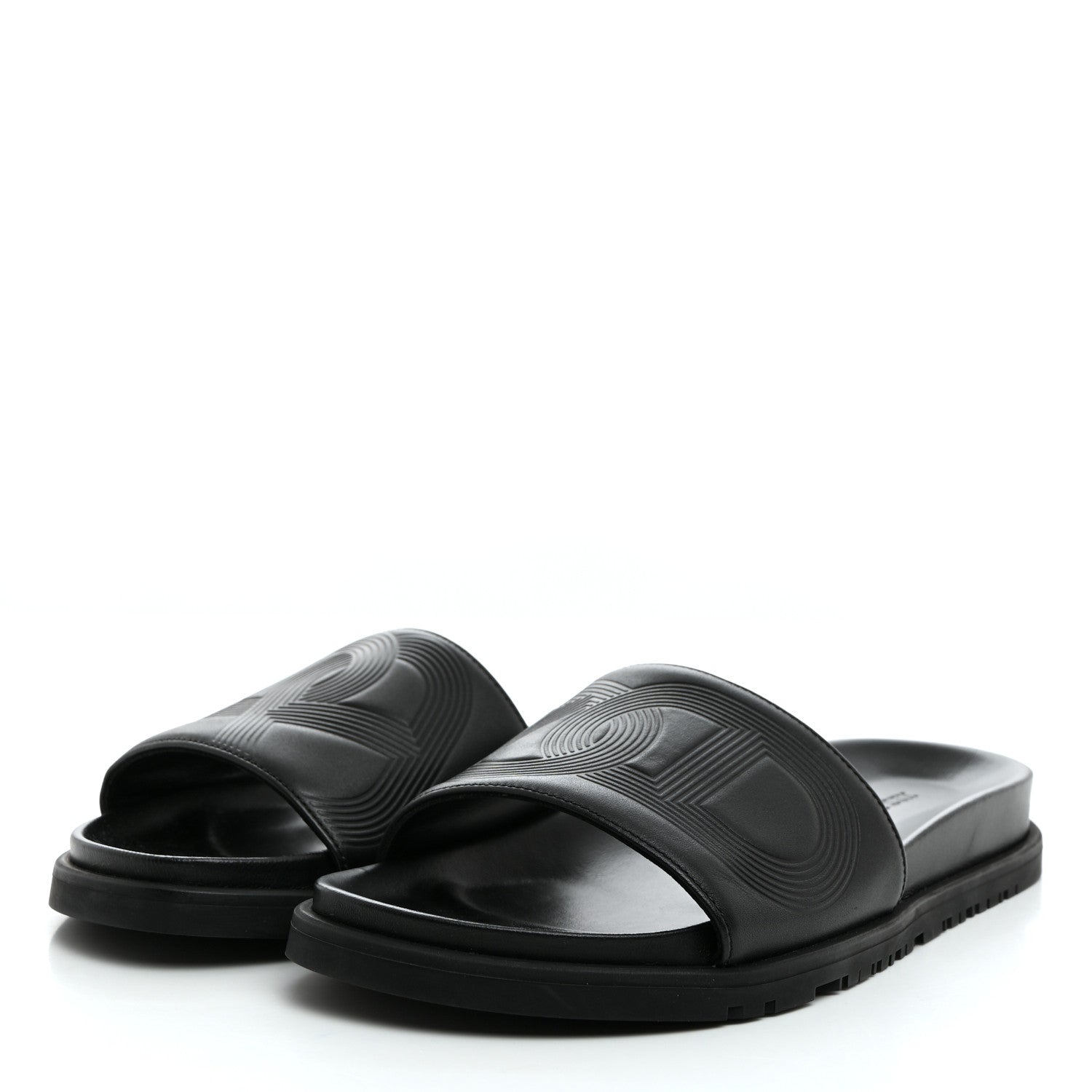 Hermes Calfskin Mens Biarritz Sandals 40 Black 3 of 11