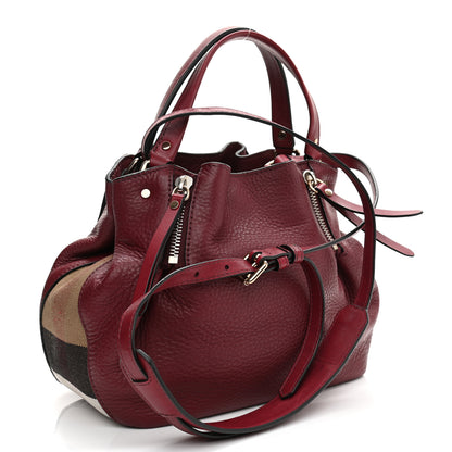 Burberry Grainy Calfskin House Check Medium Maidstone Burgundy Red 3 of 10