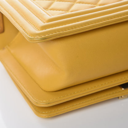 Chanel Lambskin Quilted Small Boy Flap Yellow 13 of 15