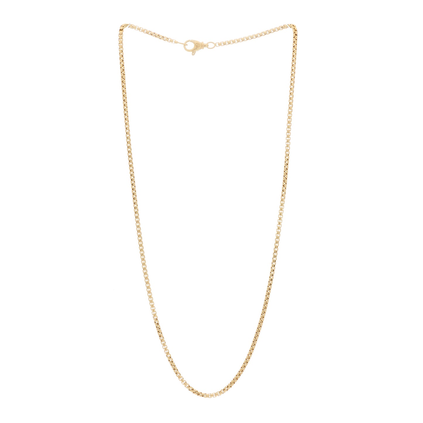 18K Yellow Gold 2.5mm Box Chain Necklace 20"