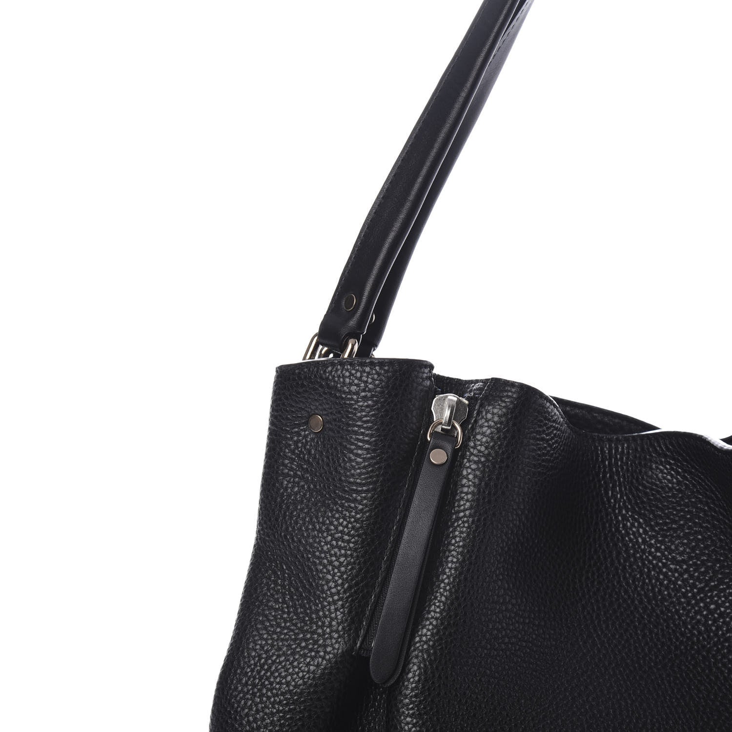 Burberry Grainy Calfskin House Check Medium Maidstone Black 8 of 8